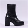 Wonders Lady Platform Block Heel Boot - Black Leather